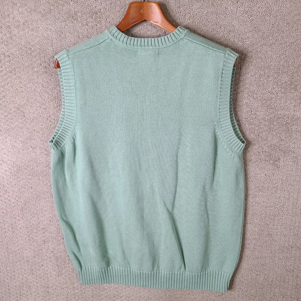 Knightsbridge‎ Sweater Vest Mens M Green V-Neck Mint Cotton Golf Casual Knit